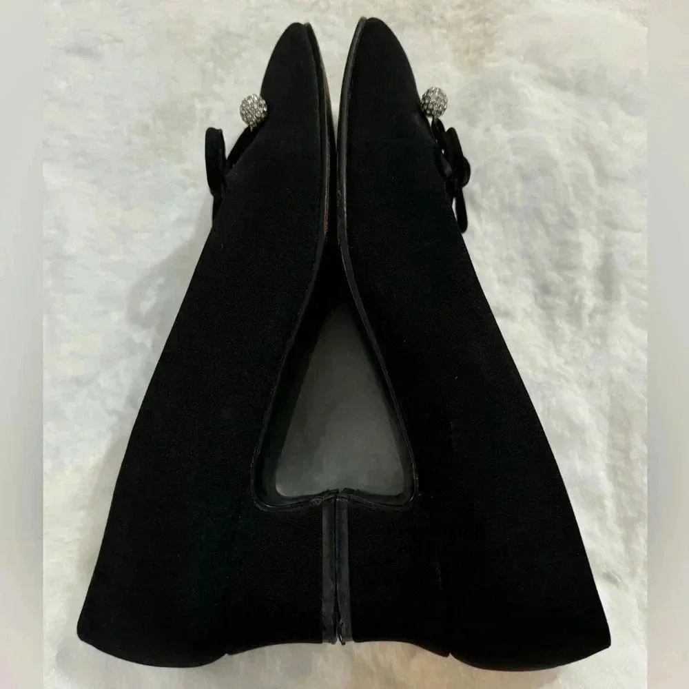 Stuart Weitzman Vintage Bow Rhinestone Heels 80’s 7 1/2 Holiday Sparkle Bridal - Picture 8 of 16